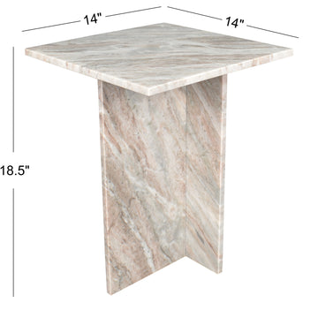Cecil 14" Contemporary Natural Marble Handmade T-Shaped End Table - JONATHAN Y